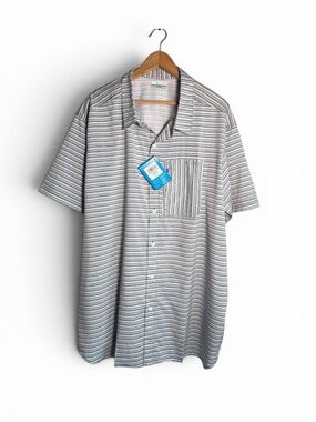 Columbia Twisted Creek III Striped Short Sleeve Men's Button Down Shirt 3X White